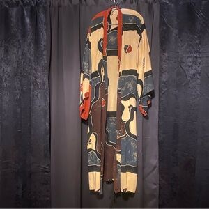 90’s Style Multicolor Kimono with Abstract Design